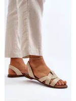 Zazoo Pohodlné kožené nazouvací sandály, béžová