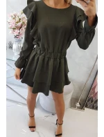 Šaty se svislými volány khaki Šaty se svislými volány khaki