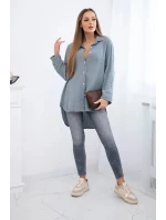 Bavlněná mušelínová košile Plus Size tmavě šedá