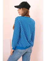 Dámská mikina s potiskem a kulatým výstřihem chrpově modrá