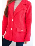 Dámská bunda z měkkého beránka s límcem fuchsie