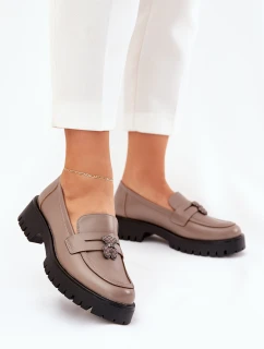 Kožené Dámské Mokasíny S Připínkou Medvěd Vinceza 18109 Béžové