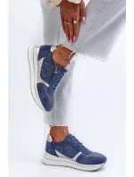 Dámské tenisky na platformě s prolamovaným vzorem a třpytkami INBLU Modrá Dámské tenisky na platformě s prolamovaným vzorem a třpytkami INBLU Modrá