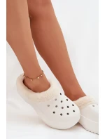 Dámské pěnové pantofle zateplené kožíškem – bílé Palvine