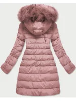 Prošívaná dámská bunda ve starorůžové barvě s kapucí (7754BIG) Prošívaná dámská bunda ve starorůžové barvě s kapucí (7754BIG)