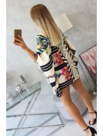 Netopýří šaty s vázáním v pase ecru Netopýří šaty s vázáním v pase ecru