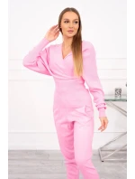 Dvoudílný svetrový set světle růžový