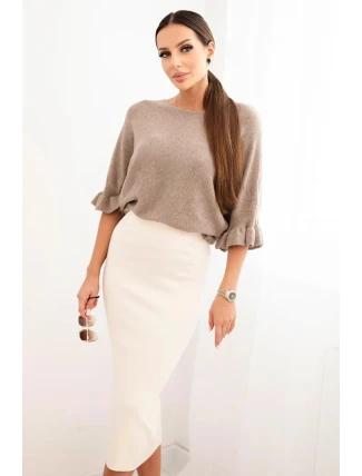 Dámská viskózová tužková sukně s elastickým pasem béžová