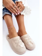 Lesklé dámské pantofle béžové Geraja