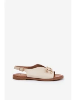 Dámské sandály na plochém podpatku se zlatou ozdobou béžové Amelira