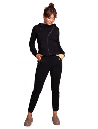 B243 Kalhoty s rovnými nohavicemi, nohavice s oky - černé B243 Kalhoty s rovnými nohavicemi, nohavice s oky - černé