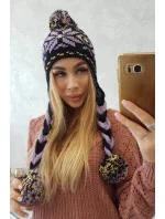 Kostkovaná čepice Fabia K272 černá+fialová Kostkovaná čepice Fabia K272 černá+fialová