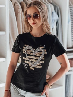 Dámské tričko se srdcem MARISS černé FashionStreet RY2740