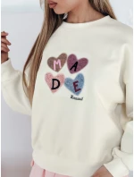 Dámská nadměrná mikina se srdíčky MADELIN béžová FashionStreet BY1461