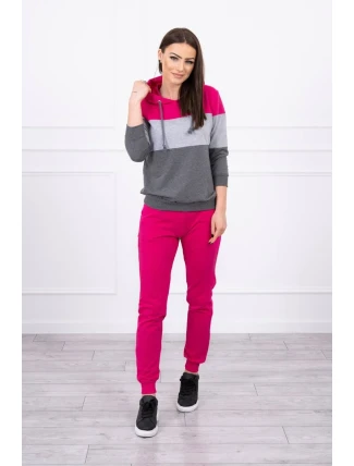 Fuchsiová+šedá barevná pruhovaná souprava