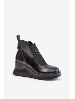 Lakované Boty Na Klíně Zateplené Černé Vinceza 66703