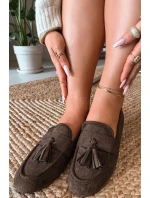 Dámské mokasíny ploché s třásněmi čokoládové Marilisse