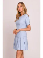 M842 Džínové šaty se záhyby - světle modré