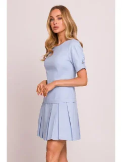 M842 Džínové šaty se záhyby - světle modré