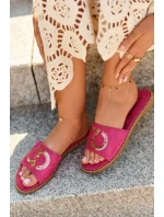 Dámské ploché pantofle s flitry S.Barski Fuchsia Dámské ploché pantofle s flitry S.Barski Fuchsia