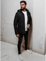Pánská přechodná prošívaná bunda s kapucí černá FashionStreet TX5007