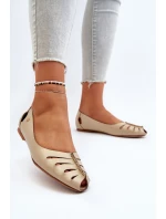 Zazoo 10009 Pohodlné Dámské Kožené Baletky Beige