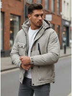 Pánská šedá zimní bunda s kapucí FashionStreet TX5107