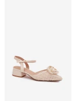 Dámské sandály na klínku s ozdobným detailem světle béžové Vionessa