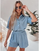 Dámský plátěný set oversize LINEN LOVE light blue FashionStreet AY1139 Dámský plátěný set oversize LINEN LOVE light blue FashionStreet AY1139