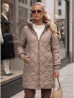 Dlouhá dámská prošívaná přechodová bunda, béžová, FashionStreet TY5866