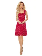 241-2 STELLA Šaty se skládaným výstřihem - kaštanové s pruhy