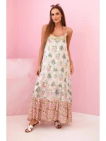 Dámské šaty na ramínka ze světlé viskózy růžový