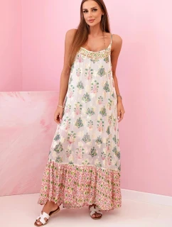 Dámské šaty na ramínka ze světlé viskózy růžový