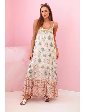 Dámské šaty na ramínka ze světlé viskózy růžový