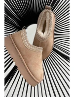 Dětské sněhule s výšivkou béžové Prina