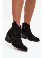 Dámské otevřené kotníkové boty na podpatku Černé S.Barski HY52-529 Černé Dámské otevřené kotníkové boty na podpatku Černé S.Barski HY52-529 Černé