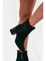 Dámské zateplené kotníkové boty z přírodního semiše D&A - lahvově zelená