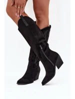 Dámské kozačky na podpatku LG-129 Černá - Stephan Paris