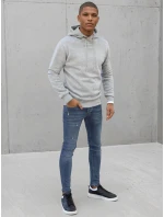 Pánská mikina s kapucí světle šedá FashionStreet BX5428