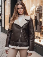 Dámská kožená bunda s ovčí kůží NORFDIMA hnědá FashionStreet TY4736z Dámská kožená bunda s ovčí kůží NORFDIMA hnědá FashionStreet TY4736z