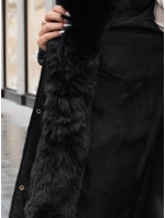 Dámská zimní bunda MORISIO dlouhá prošívaná s kapucí černá FashionStreet TY4702z