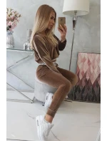 Velurová souprava s kapucí hnědá Velurová souprava s kapucí hnědá