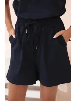 Dámský punto set s krátkými rukávy a šortkami námořnická modř