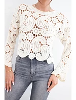 Dámský letní krajkový svetr s knoflíky a dlouhým rukávem černý Dámský letní krajkový svetr s knoflíky a dlouhým rukávem černý