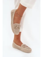 Dámské mokasíny s perforovaným vzorem a šněrováním béžové Mirisa