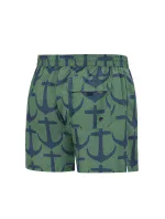 Pánské plavkové kraťasy Happy Self SM29-19 zelená/ kotva-vzor - Self