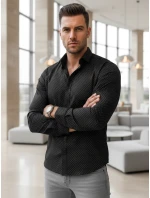 Pánská vzorovaná košile regular fit černá FashionStreet DX2696