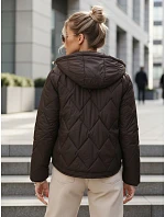 Dámská přechodná prošívaná bunda s kapucí hnědá FashionStreet TY5670