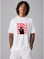 Pánské tričko oversize s nápisem YOU bavlna bílá FashionStreet NX1034R