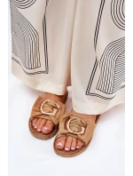 Ploché Dámské Sandály S Ozdobným Detalem Camel Nellodra